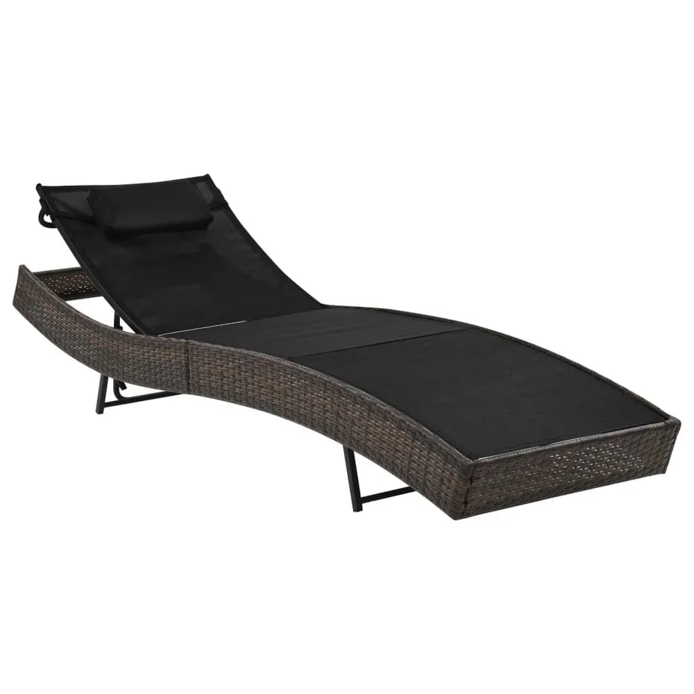 Chaise longue avec oreiller Résine tressée Marron