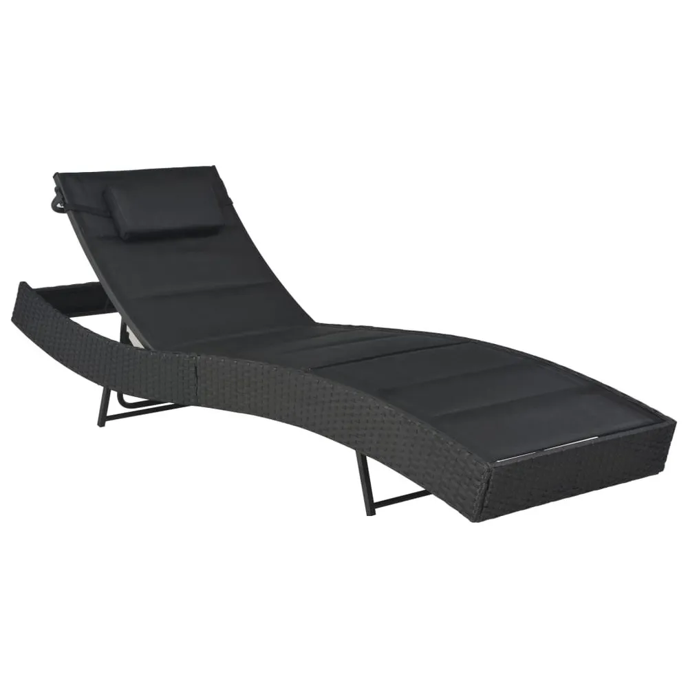 Chaise longue Résine tressée et textilène Noir