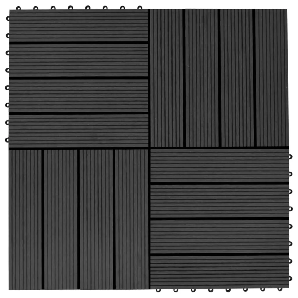 Carreau de terrasse 11 pcs WPC 30 x 30 cm 1 m² Noir