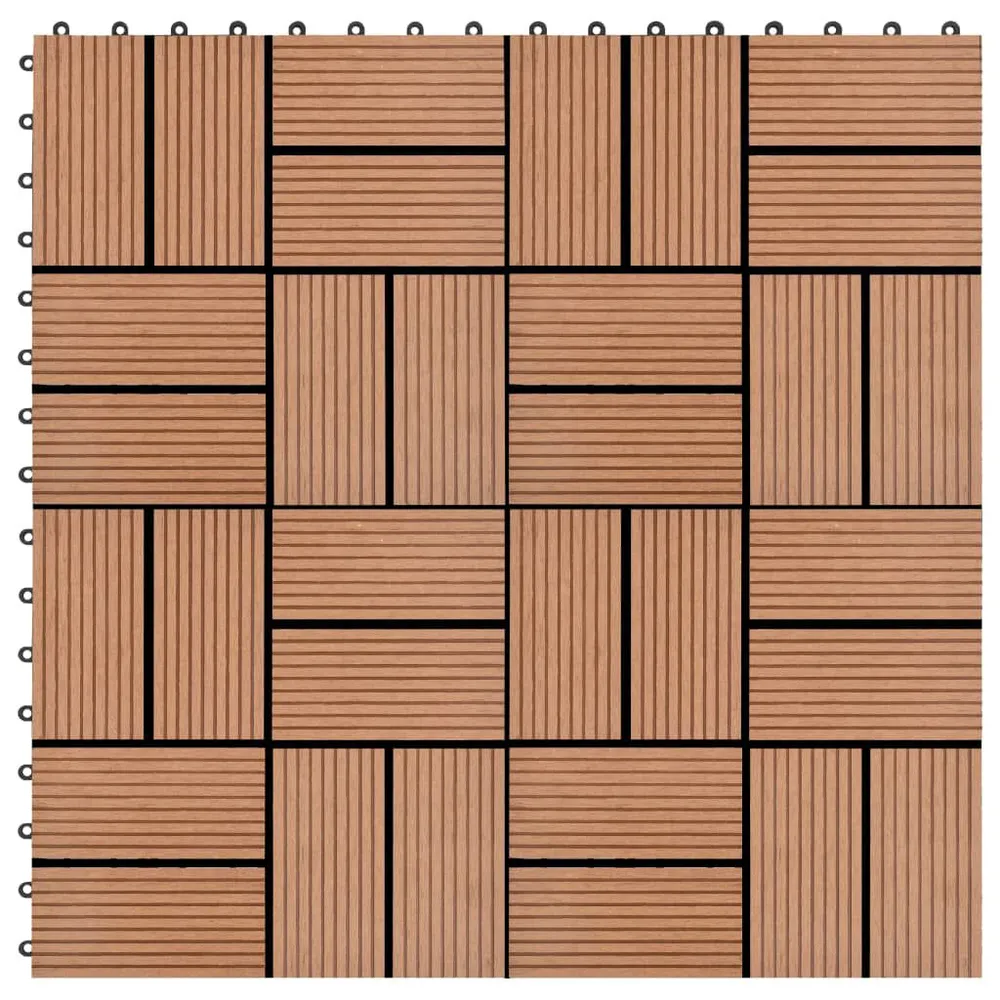 Carreau de terrasse 11 pcs WPC 30 x 30 cm 1 m² Marron