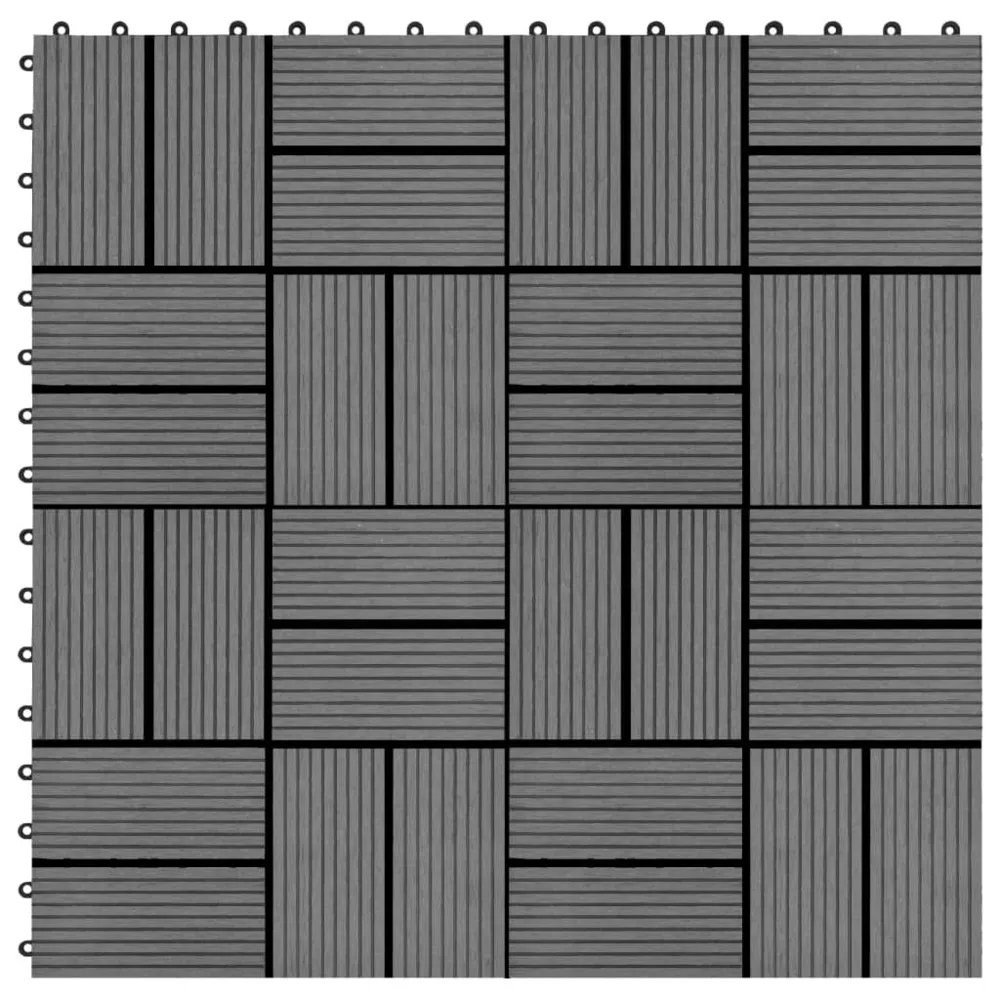 Carreau de terrasse 11 pcs WPC 30 x 30 cm 1 m² Gris