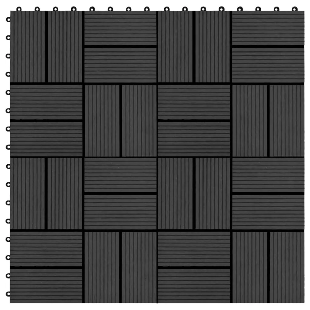 Carreau de terrasse 11 pcs WPC 30 x 30 cm 1 m² Noir