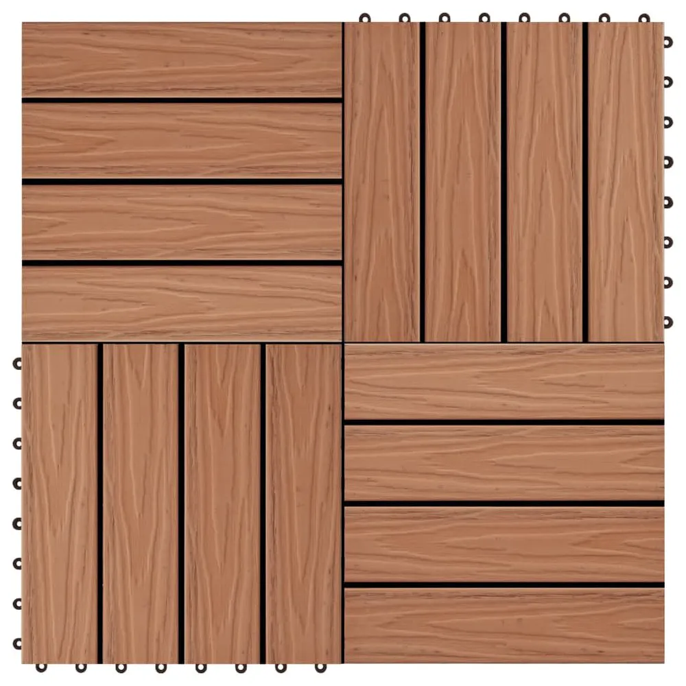 Carreau de terrasse en relief 11 pcs WPC 30 x 30 cm 1 m² Marron