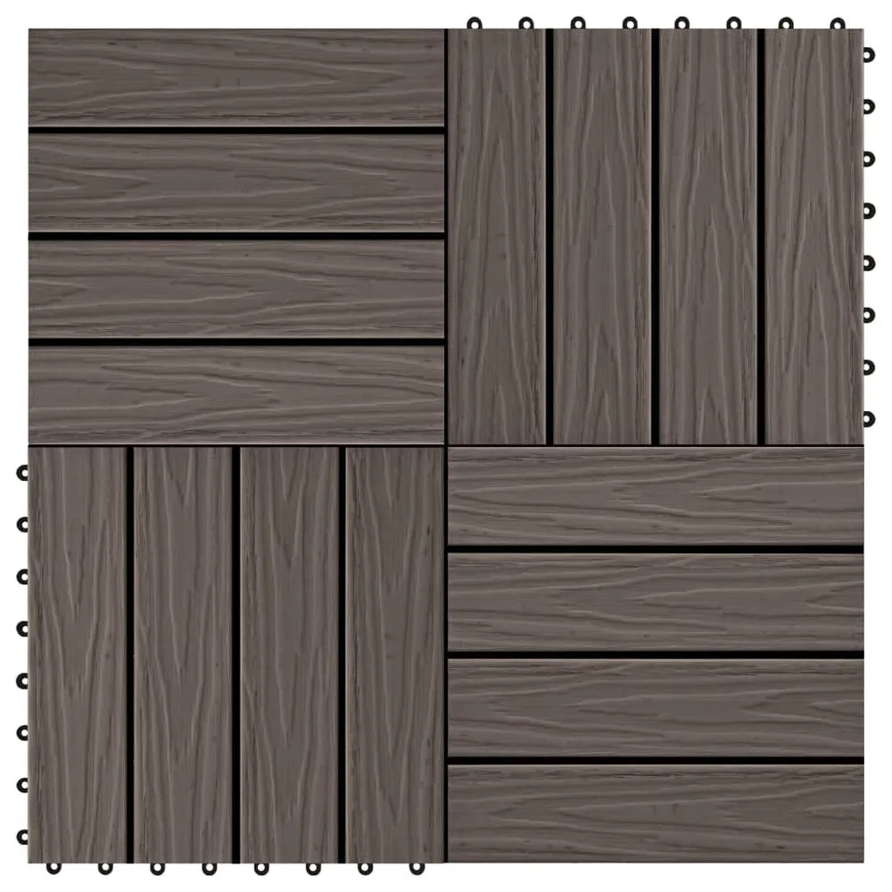 Carreau de terrasse en relief 11 pcs WPC 30x30 cm 1 m² Marron