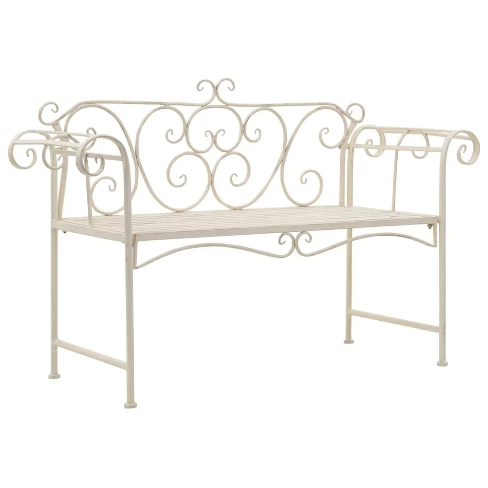 Banc de jardin 132 cm Métal Antique Blanc