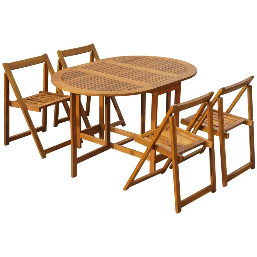 Ensemble à manger d'extérieur pliable 5pcs Bois d'acacia solide