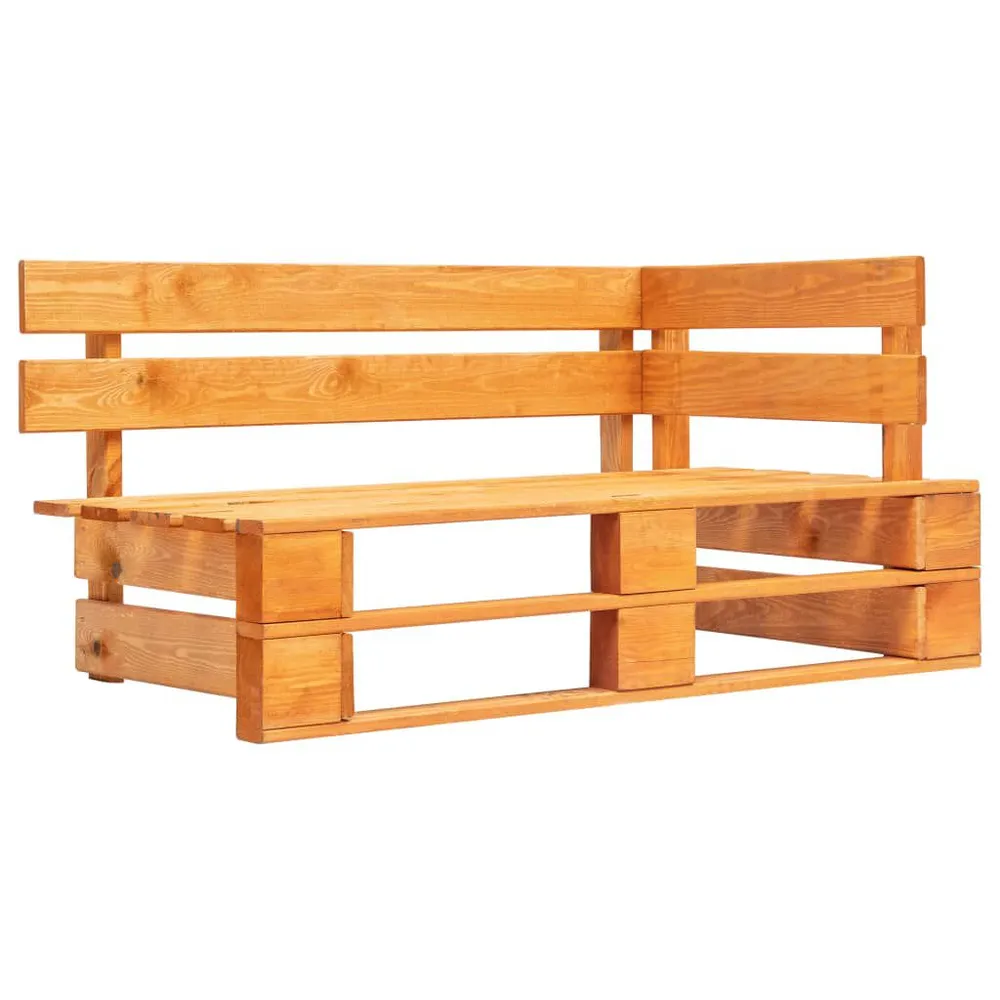 Banc d'angle palette de jardin bois marron miel