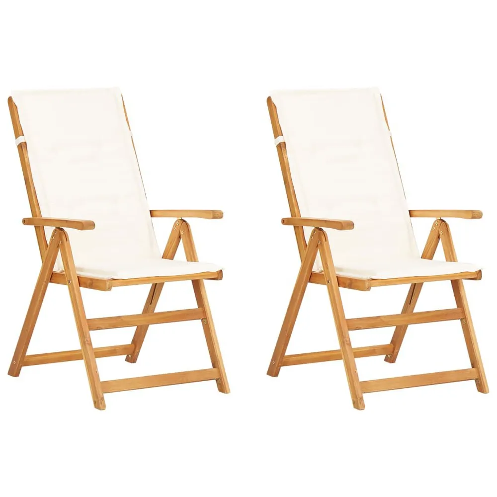 Chaises inclinables de jardin lot de 2 Bois solide d'acacia