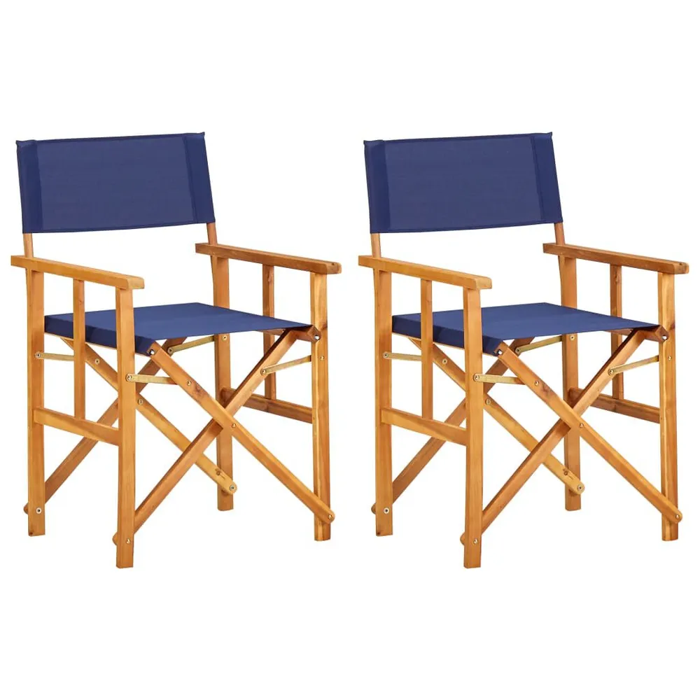 Chaises de metteur en scène lot de 2 Bois massif d'acacia bleu