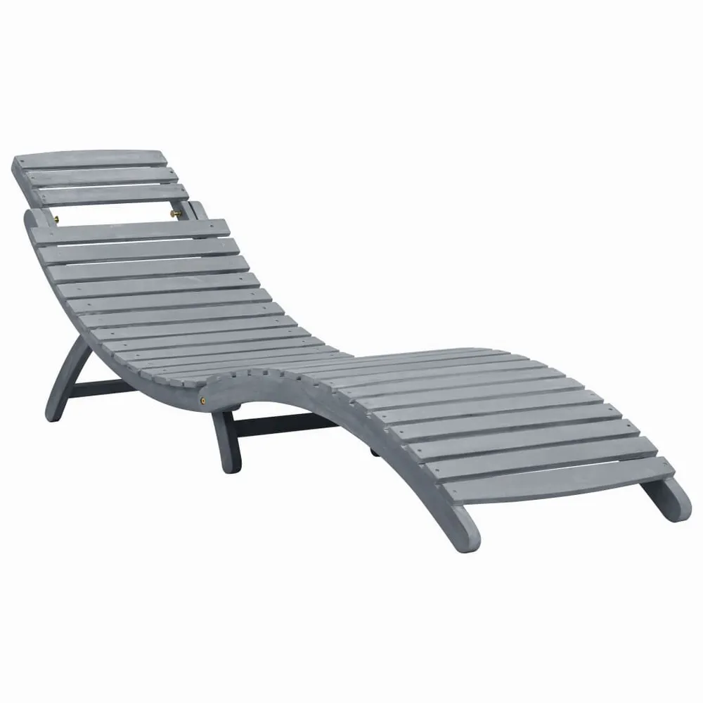 Chaise longue Délavage gris Bois d'acacia solide