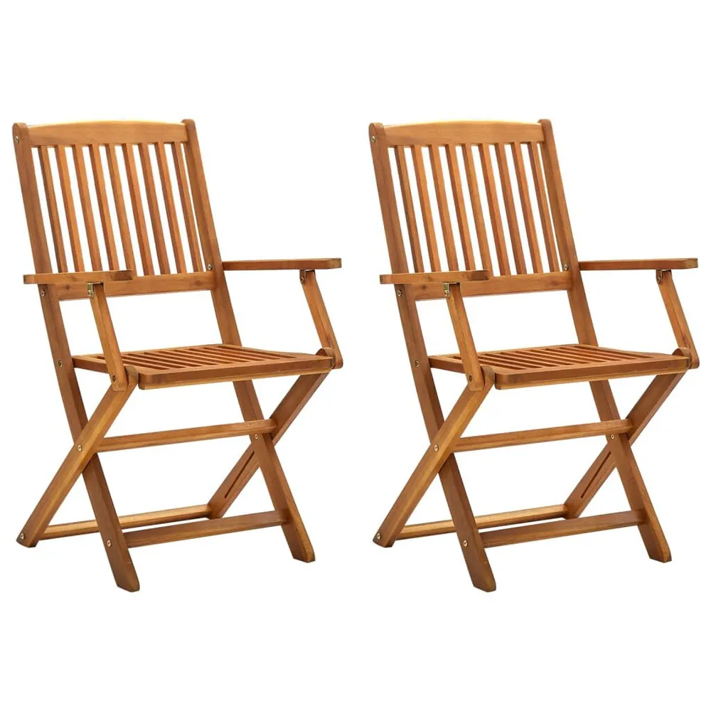 Chaises pliables d'extérieur lot de 2 Bois d'acacia solide