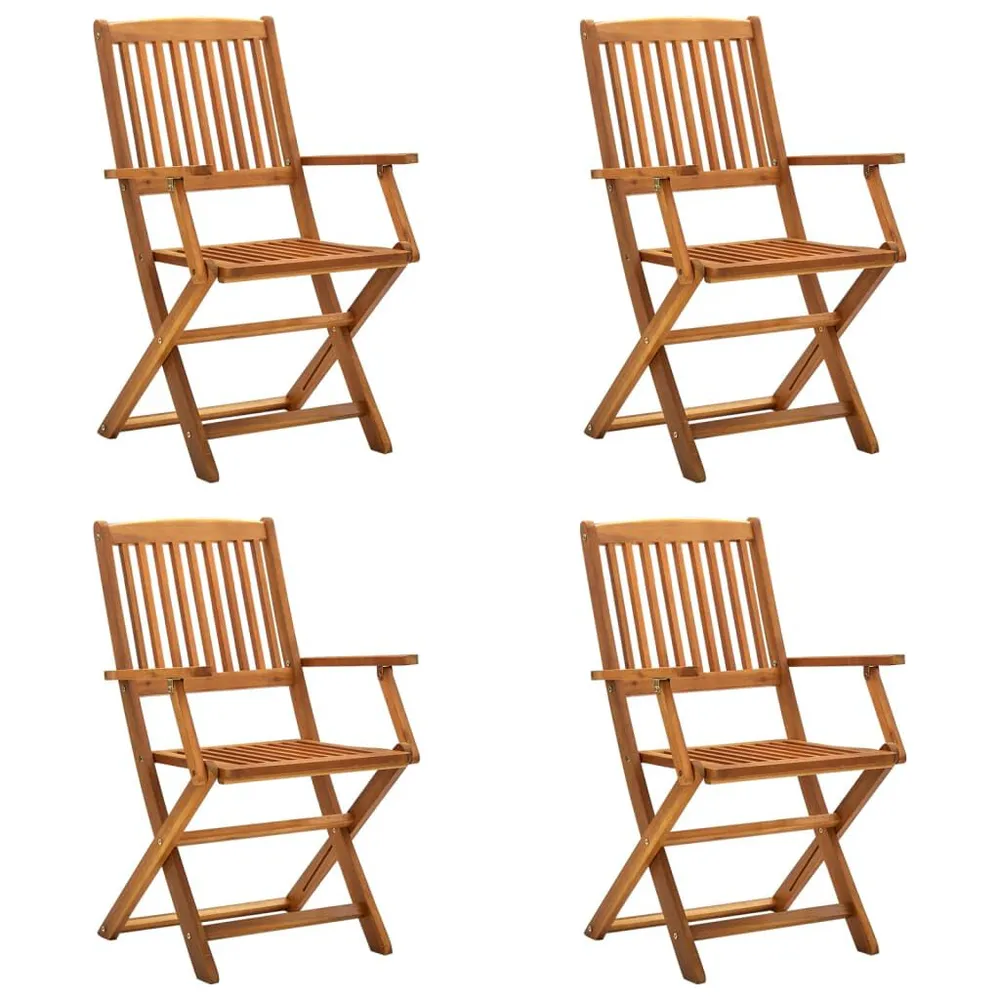 Chaises pliables d'extérieur lot de 4 Bois d'acacia solide