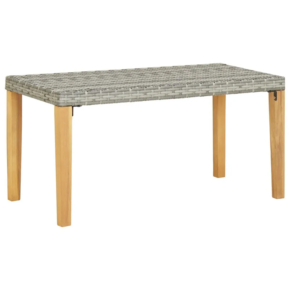 Banc de jardin 120 cm Gris Résine tressée et bois d'acacia