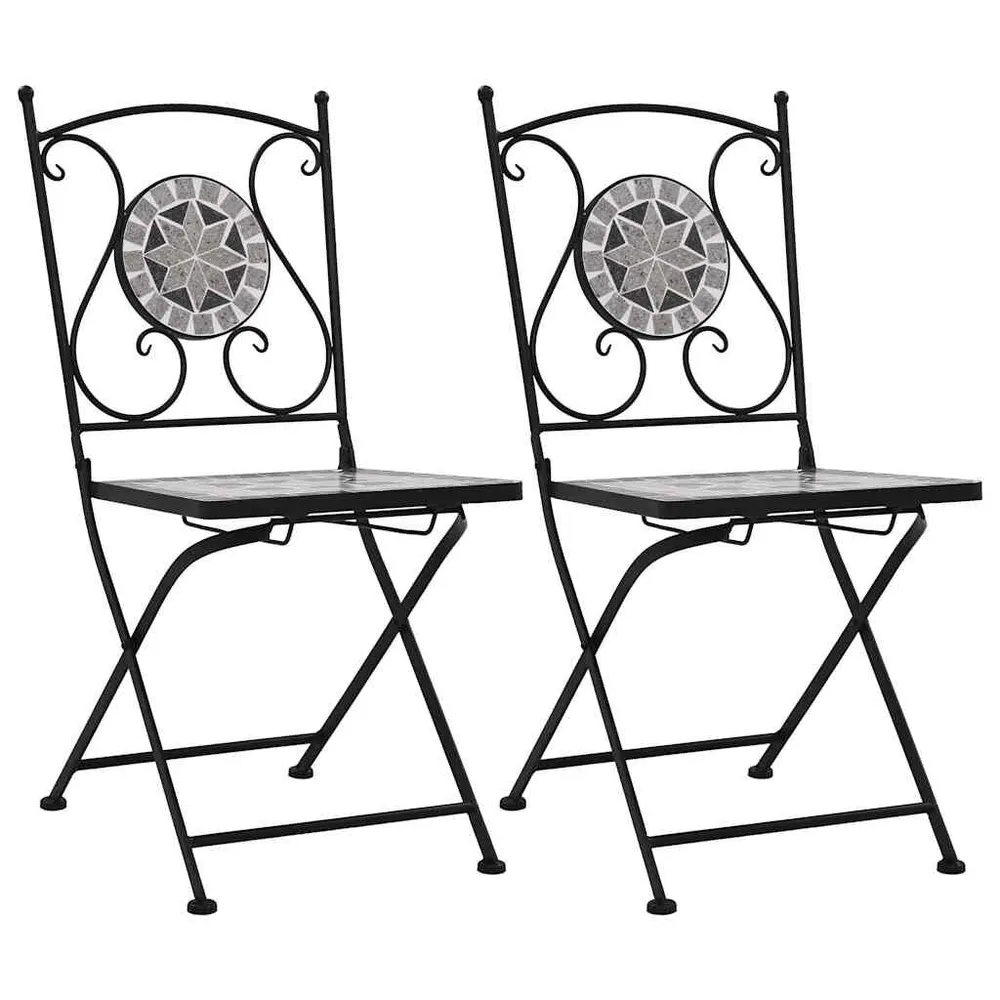 Chaises de bistrot mosaïque 2 pcs Gris