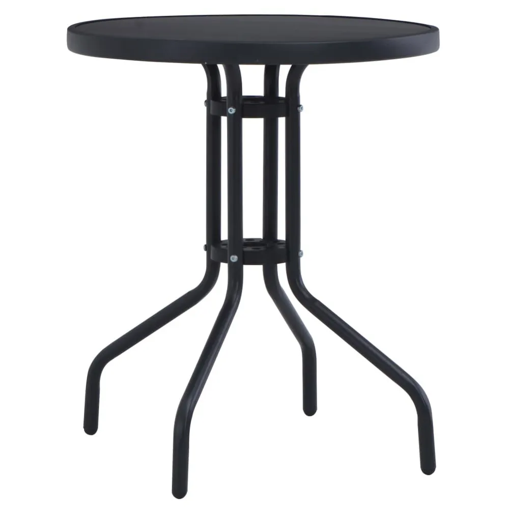 Table de jardin Noir 60 cm Acier et verre