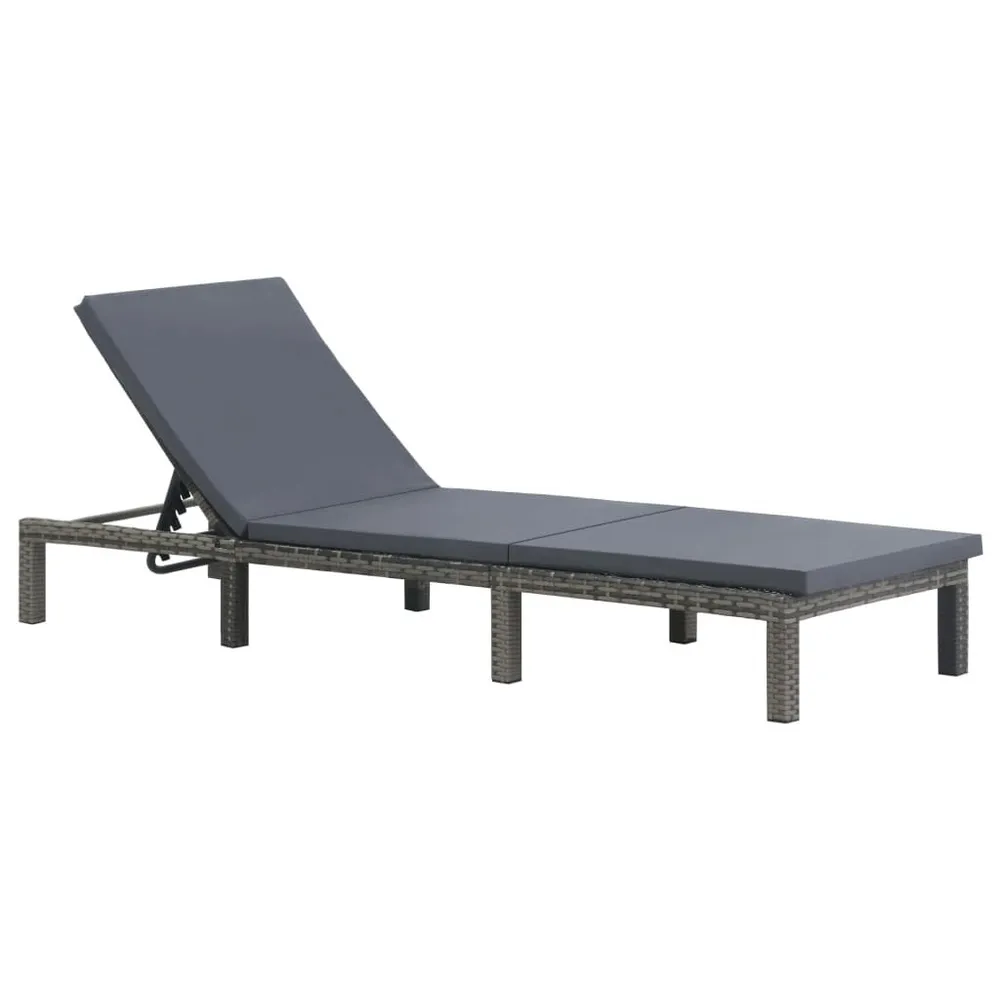 Chaise longue avec coussin Résine tressée Anthracite