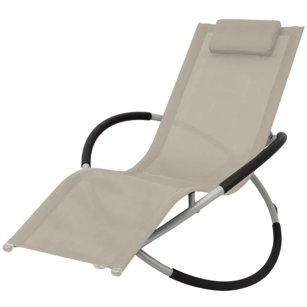 Chaise longue géométrique d'extérieur Acier Crème