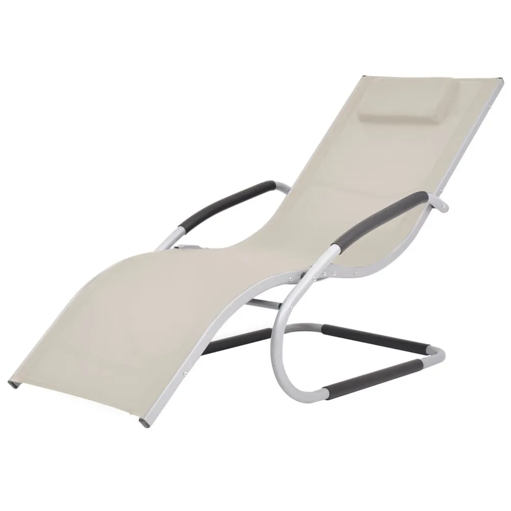 Chaise longue avec oreiller Aluminium et textilène Crème