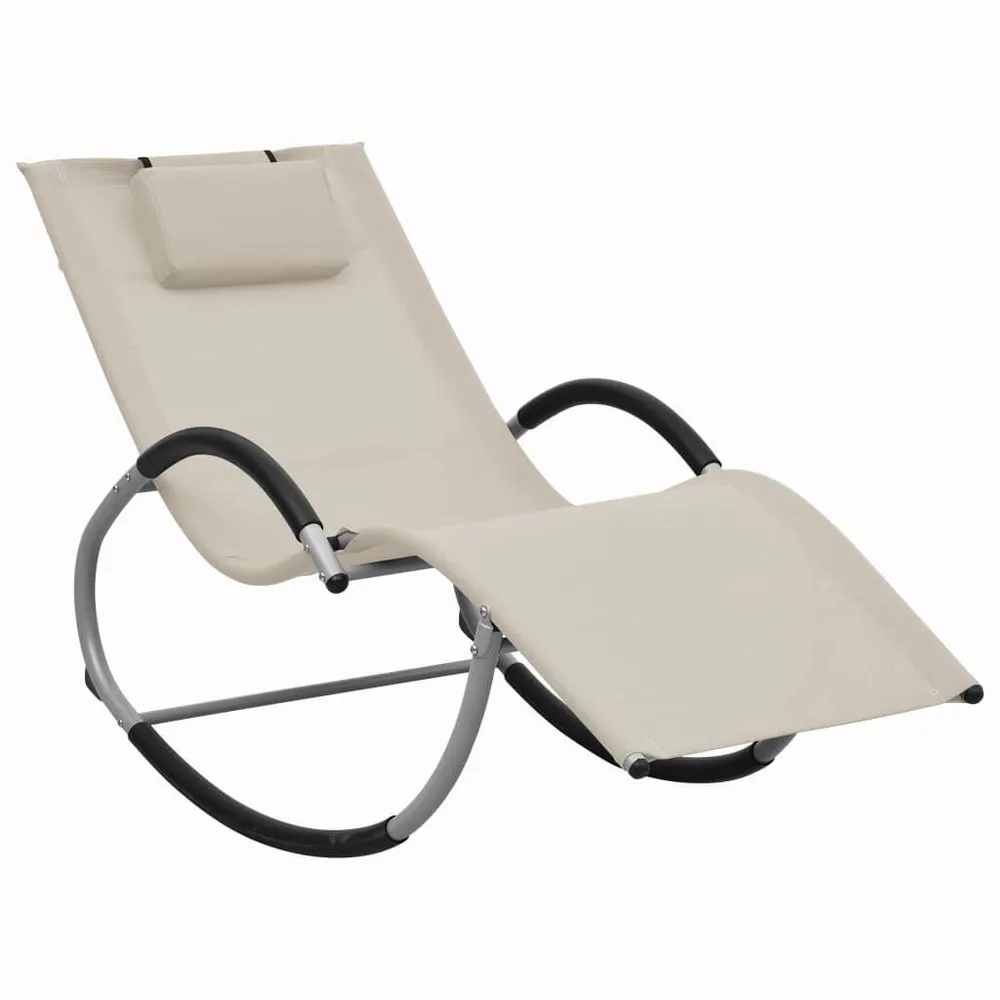 Chaise longue avec oreiller Crème Textilène