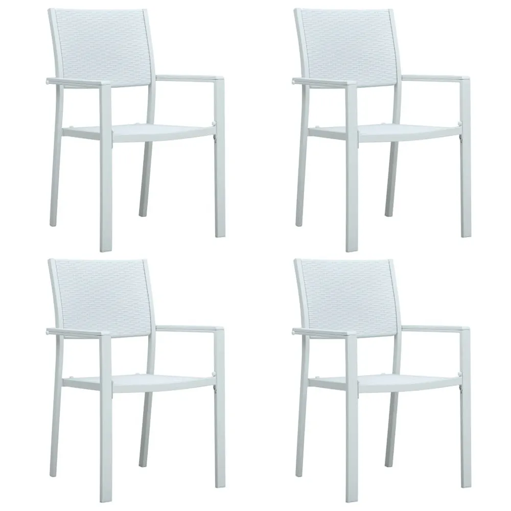 Chaises de jardin lot de 4 Blanc Plastique Aspect de rotin