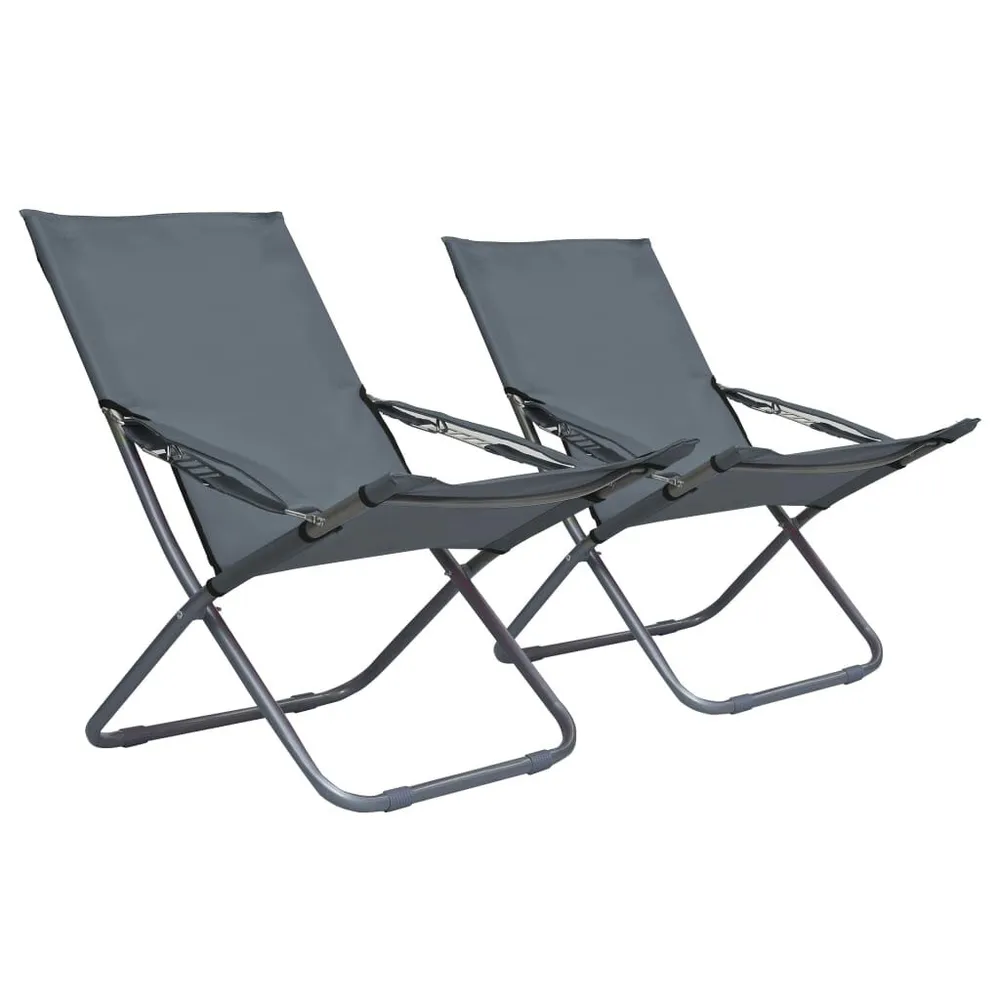 Chaises pliables de plage lot de 2 Tissu Gris