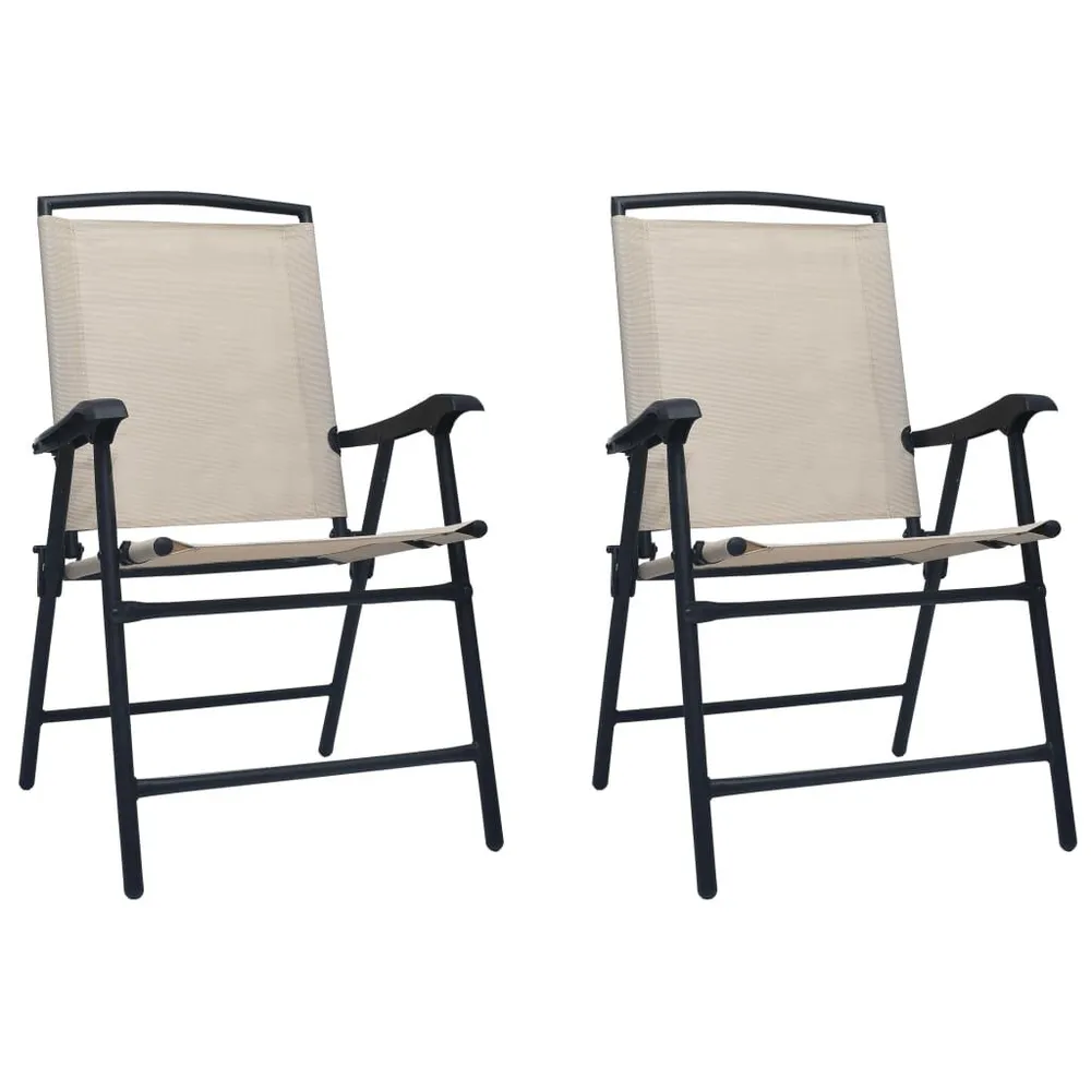 Chaises de jardin pliables lot de 2 Textilène Crème