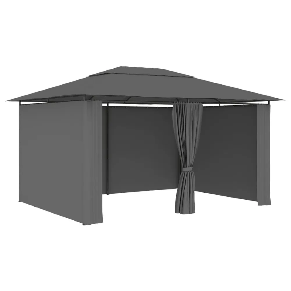 Tonnelle de jardin avec rideaux 4 x 3 m Anthracite