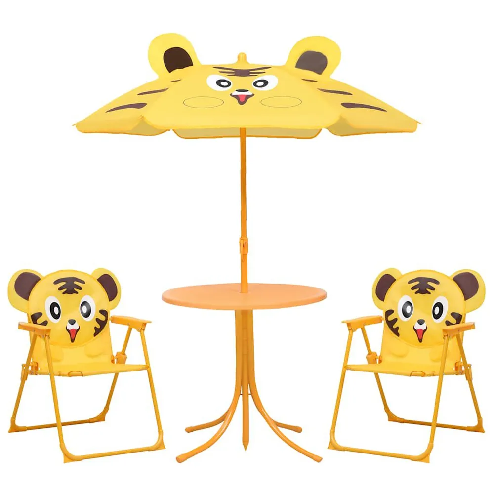 Ensemble de bistro avec parasol pour enfants 3 pcs Jaune