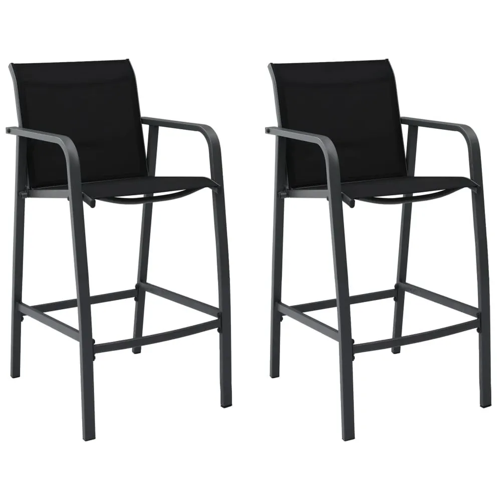 Chaises de bar de jardin lot de 2 Noir Textilène