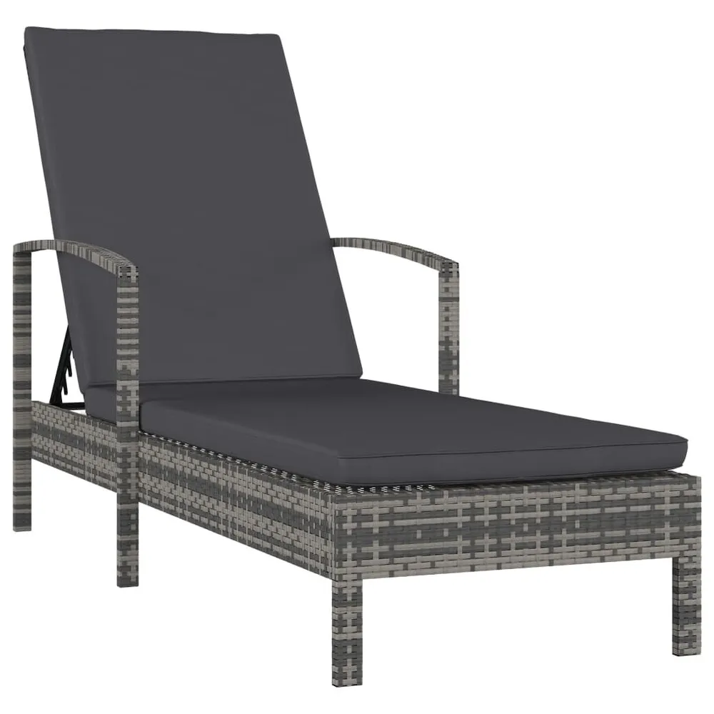 Chaise longue avec accoudoirs Résine tressée Gris