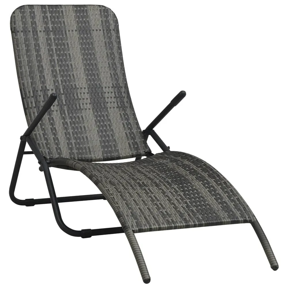 Chaise longue pliable Résine tressée Gris