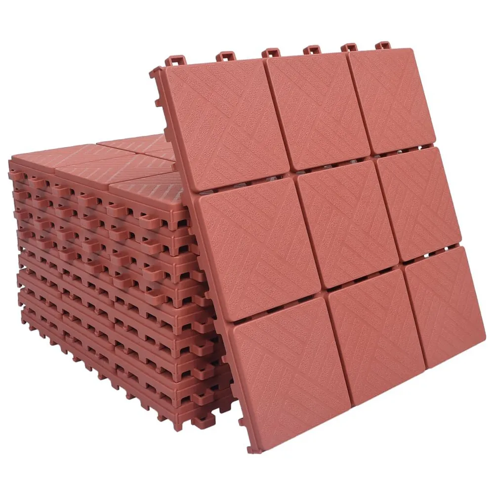 Carreaux de terrasse 10 pcs Rouge 30,5x30,5 cm Plastique