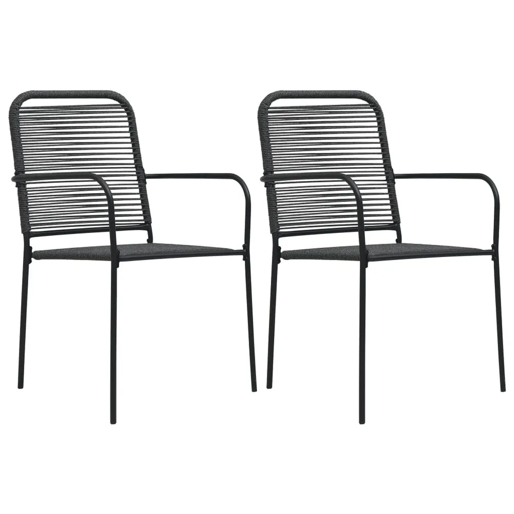 Chaises de jardin lot de 2 Corde en coton et acier Noir