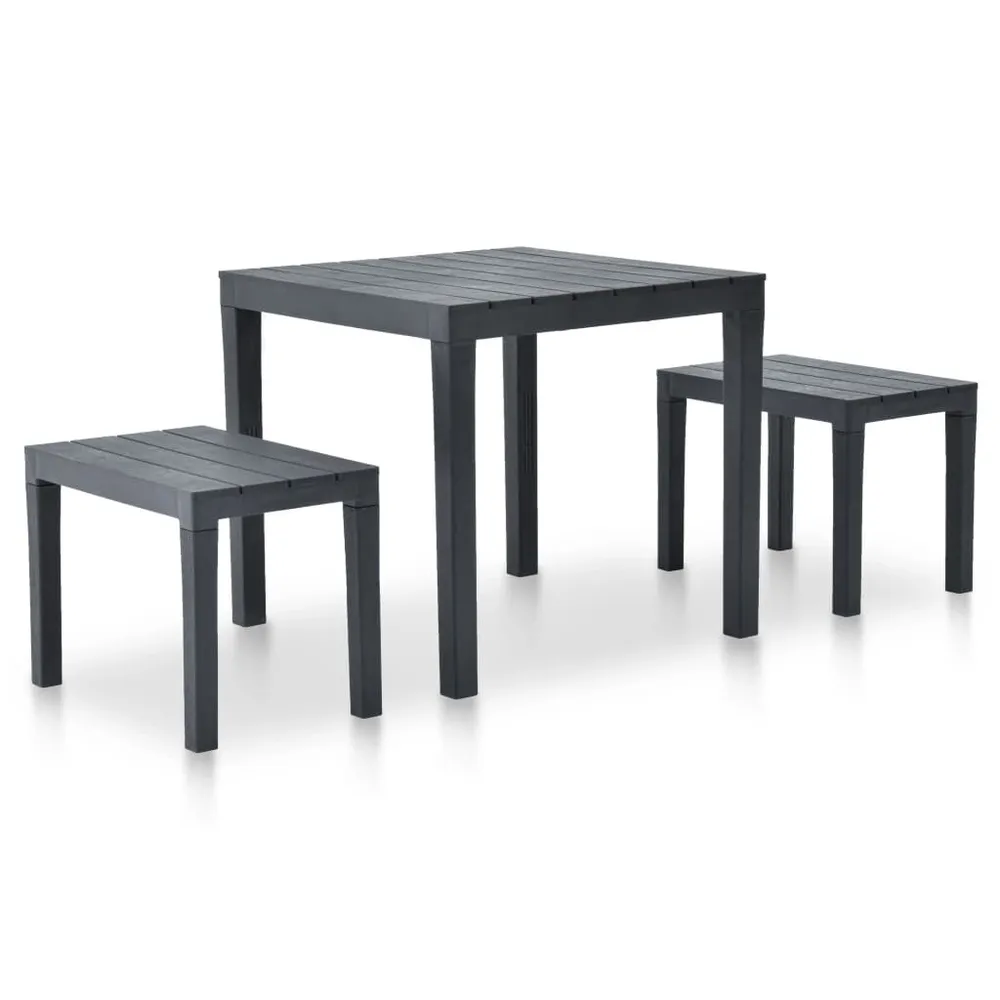 Table de jardin avec 2 bancs Plastique Anthracite