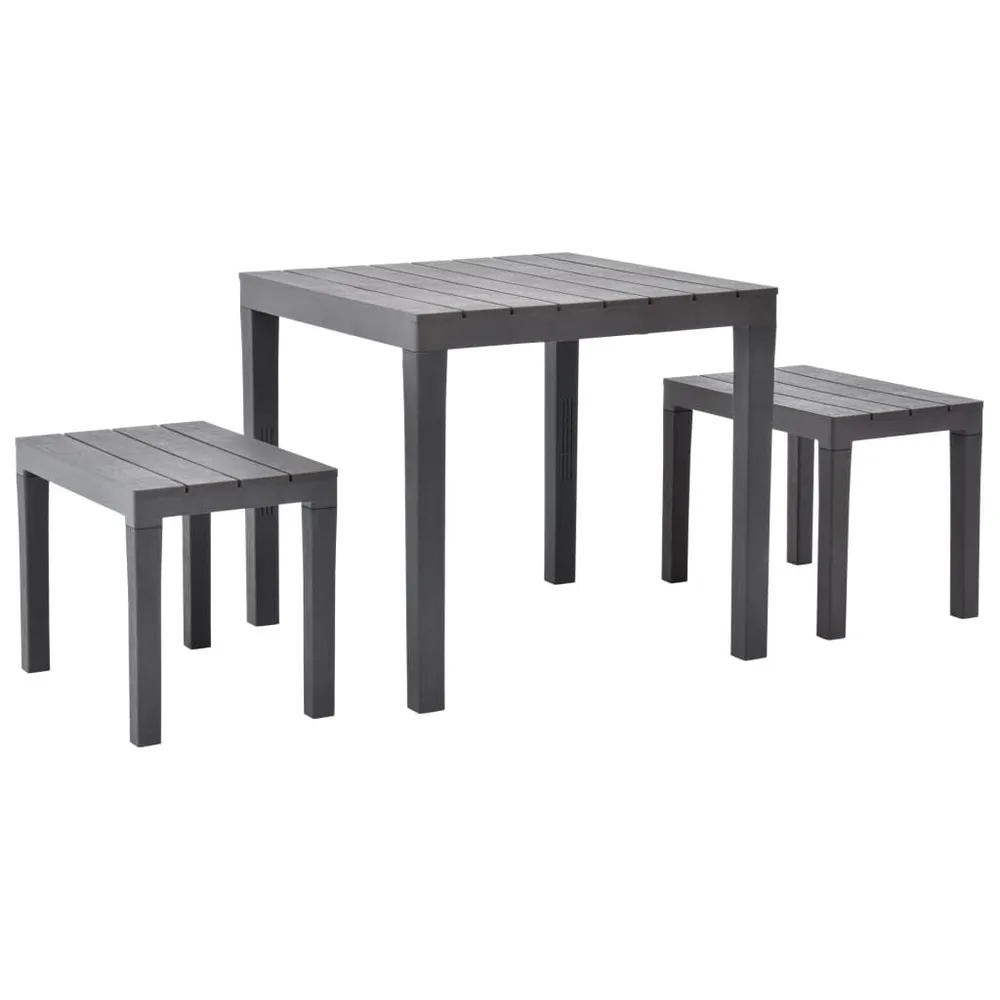 Table de jardin avec 2 bancs Plastique Marron