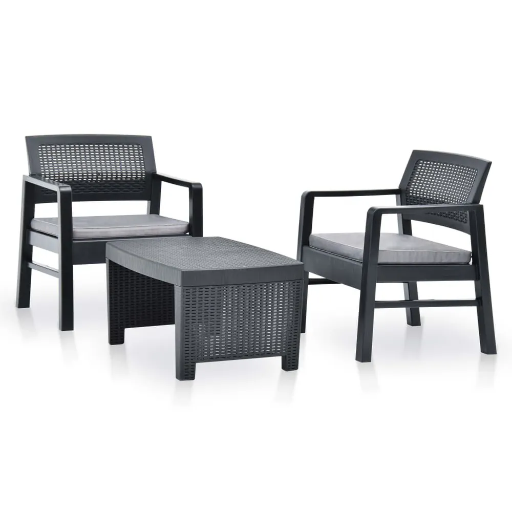 Salon de jardin 3 pcs Plastique Anthracite