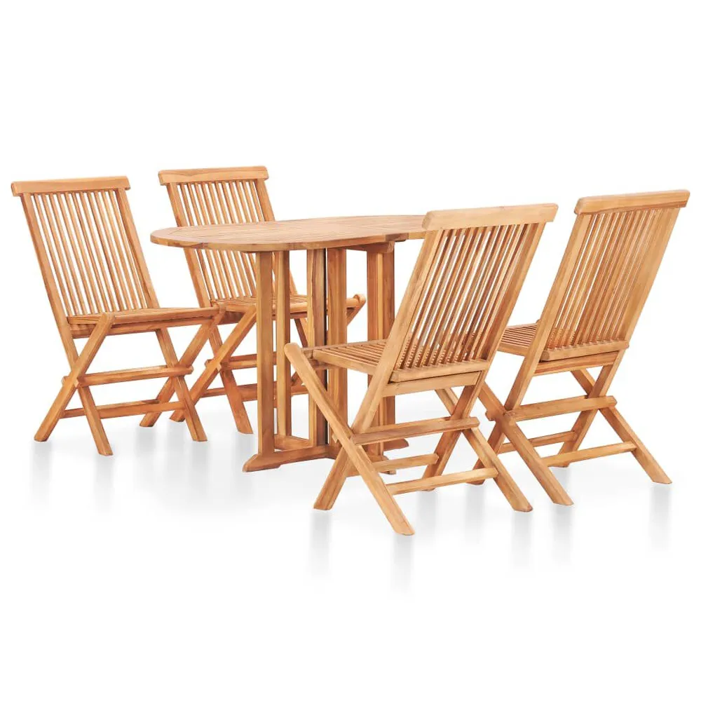 Ensemble à manger d'extérieur pliable 5 pcs Bois solide de teck