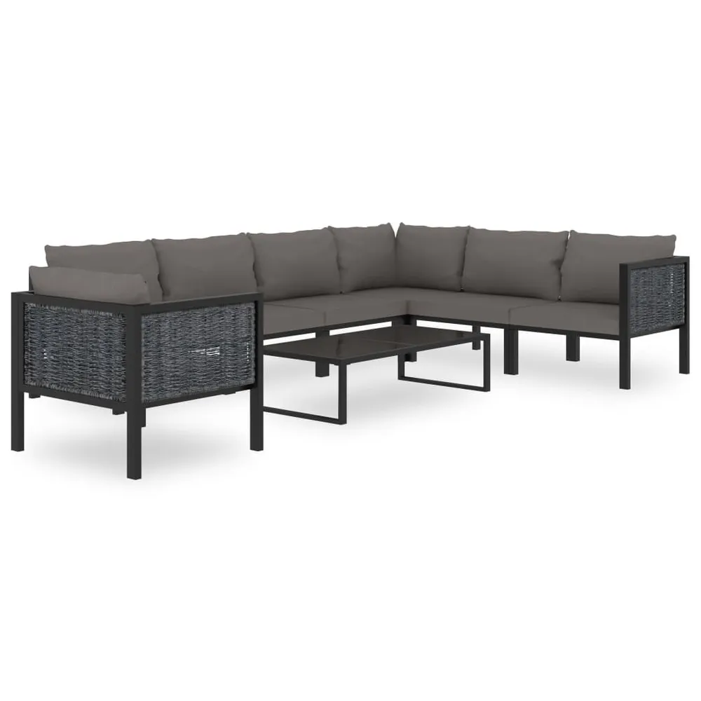 Salon de jardin 8 pcs avec coussins Résine tressée Anthracite