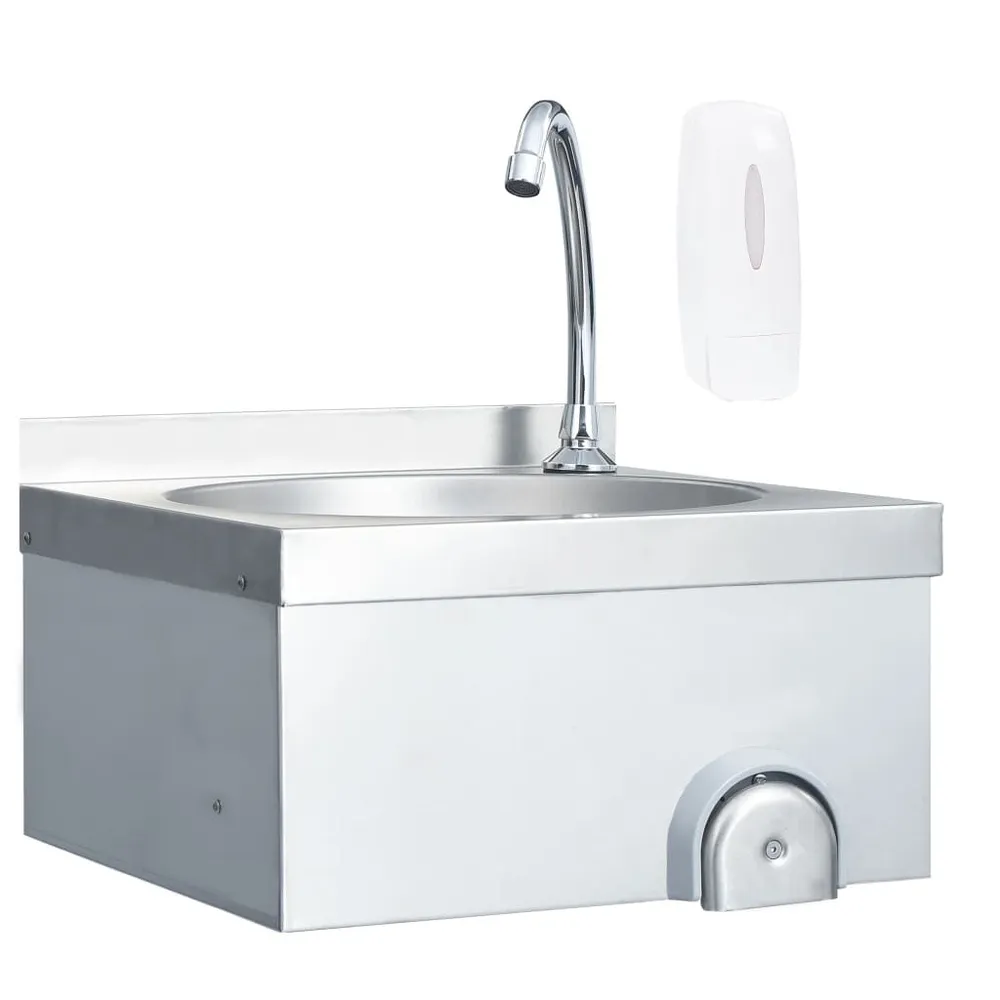 Lavabo de lavage avec robinet et distributeur de savon Inox