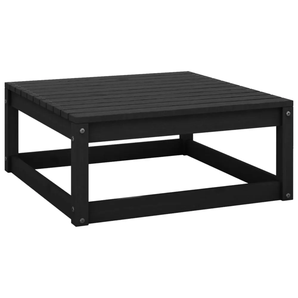 Repose-pied de jardin 70x70x30 cm noir bois de pin solide