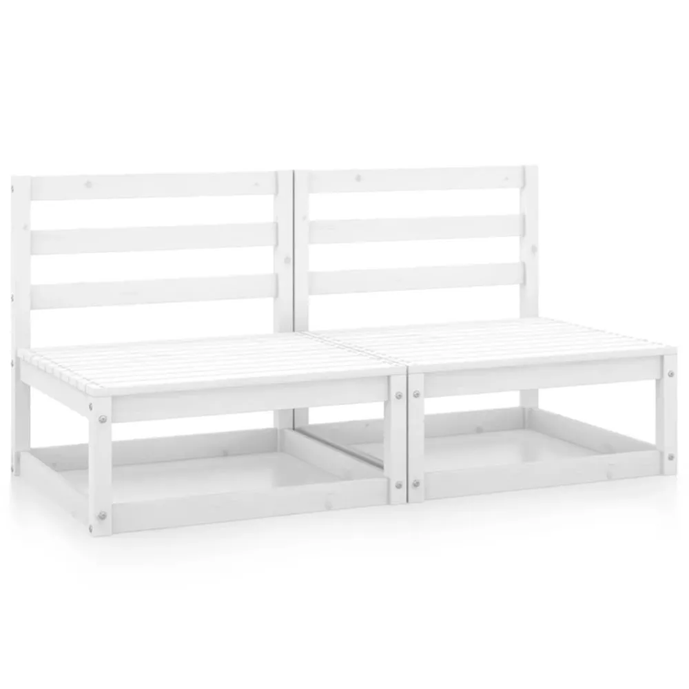 Canapés centraux de jardin 2 pcs blanc bois de pin massif