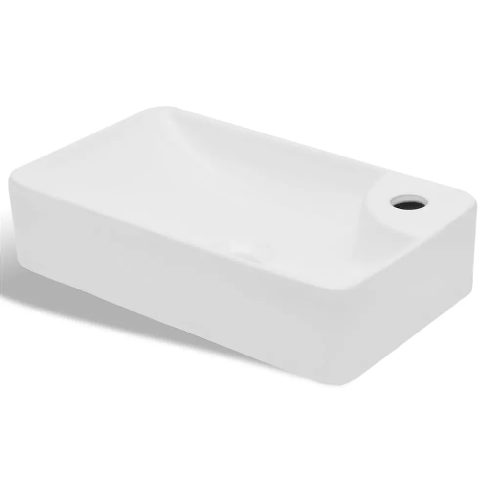 Lavabo à trou pour robinet céramique Blanc pour salle de bain