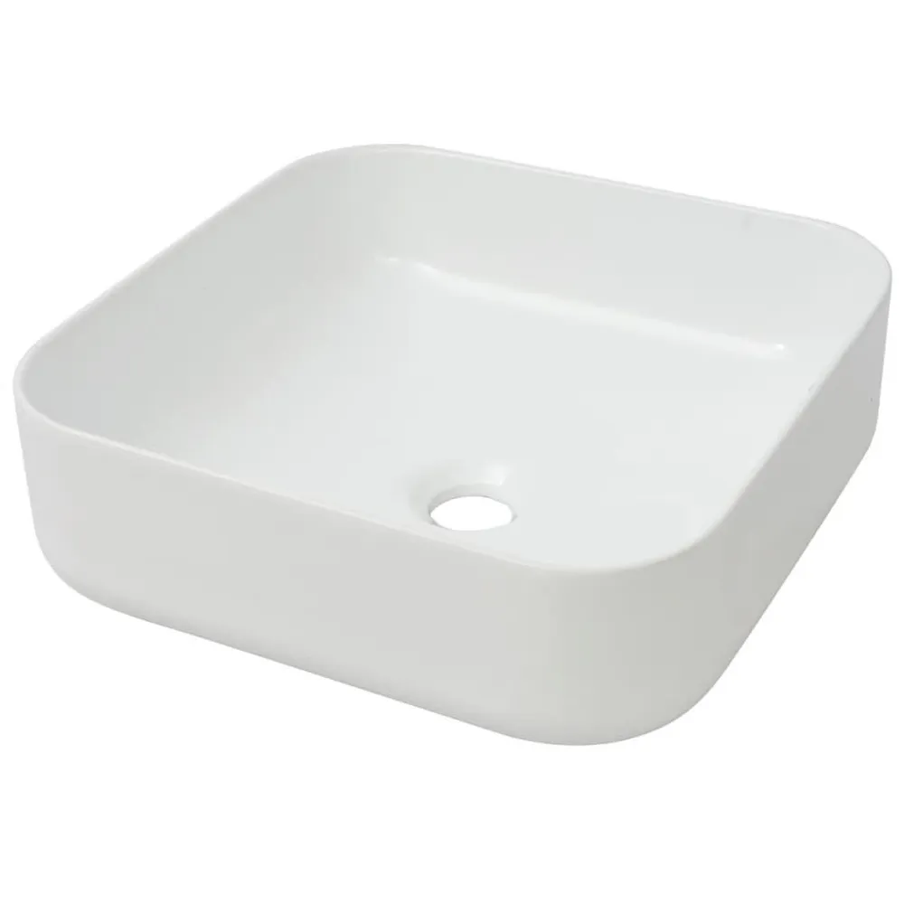 Lavabo carré Céramique Blanc 39x39x13,5 cm