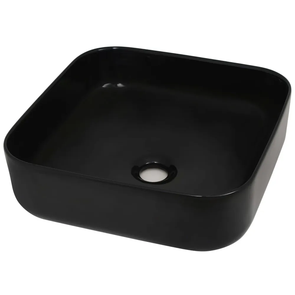 Lavabo carré Céramique Noir 38 x 38 x 13,5 cm