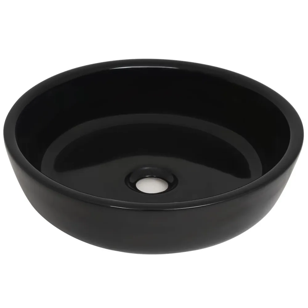 Lavabo rond céramique noir 42x12 cm