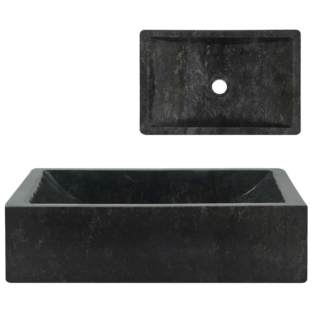 Lavabo 45x30x12 cm marbre noir brillant