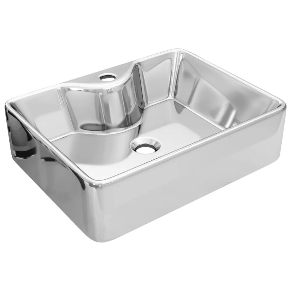 Lavabo avec trou pour robinet 48x37x13,5 cm Céramique Argenté