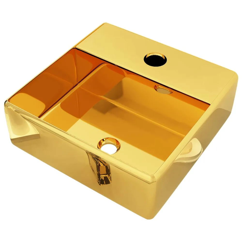 Lavabo avec trou pour robinet 38 x 30 x 11,5 cm Céramique Doré