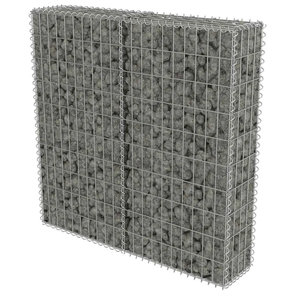 Mur à gabion avec couvercles Acier galvanisé 100x20x100 cm