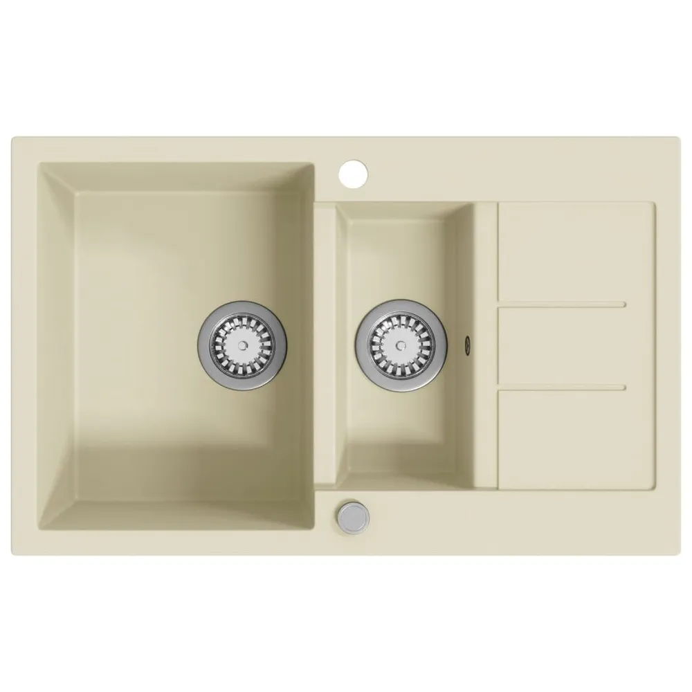 Évier de cuisine Granit Double lavabo Beige